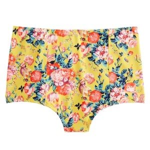 NWT J Crew Yellow Floral High Waisted SwIm Bottoms